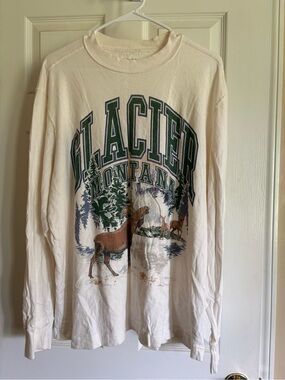 Abercrombie Glacier Montana Graphic Long Sleeve Tee - Mens Large EUC